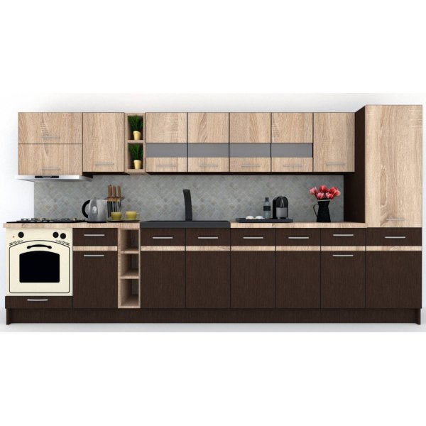 Bucatarie MARINA NEW 370 A Wenge / Stejar Sonoma