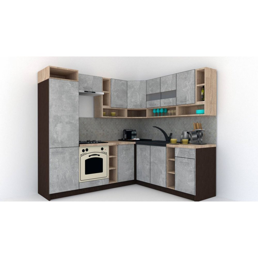 Bucatarie de Colt COSSY NEW DR. 200-230, Wenge / Decor 4298