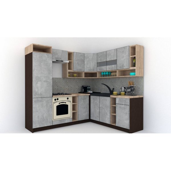 Bucatarie de Colt COSSY NEW DR. 200-230, Wenge / Decor 4298