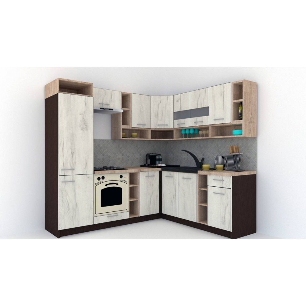 Bucatarie de Colt COSSY NEW DR. 200-230, Wenge / Decor K001