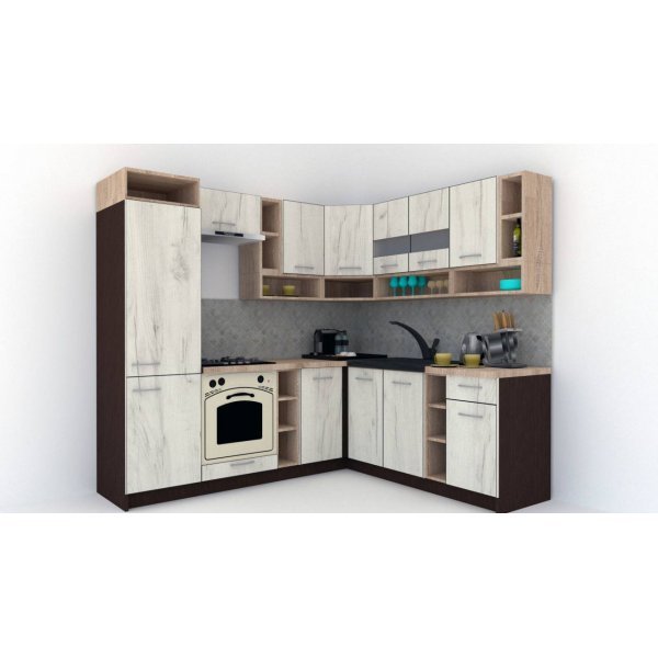 Bucatarie de Colt COSSY NEW DR. 200-230, Wenge / Decor K001