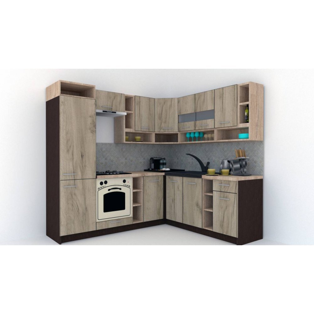 Bucatarie de Colt COSSY NEW DR. 200-230, Wenge / Decor K002