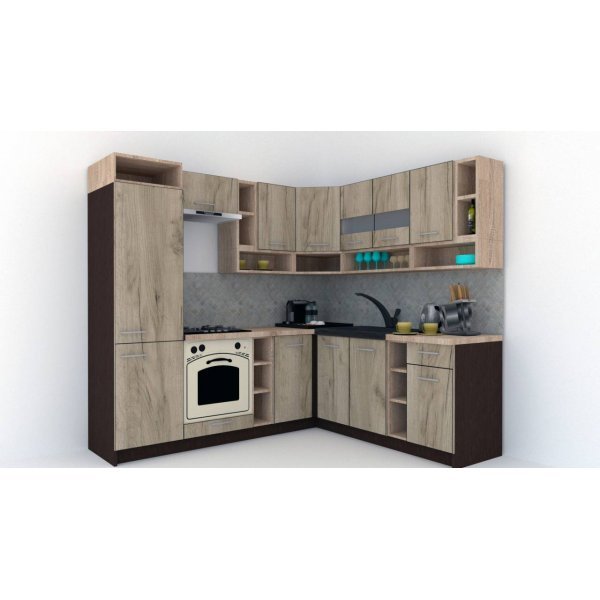 Bucatarie de Colt COSSY NEW DR. 200-230, Wenge / Decor K002