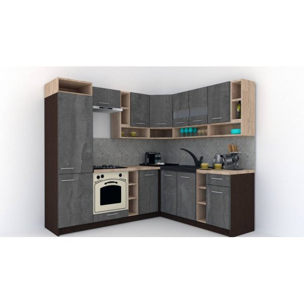 Bucatarie de Colt COSSY NEW DR. 200-230, Wenge / Decor K352