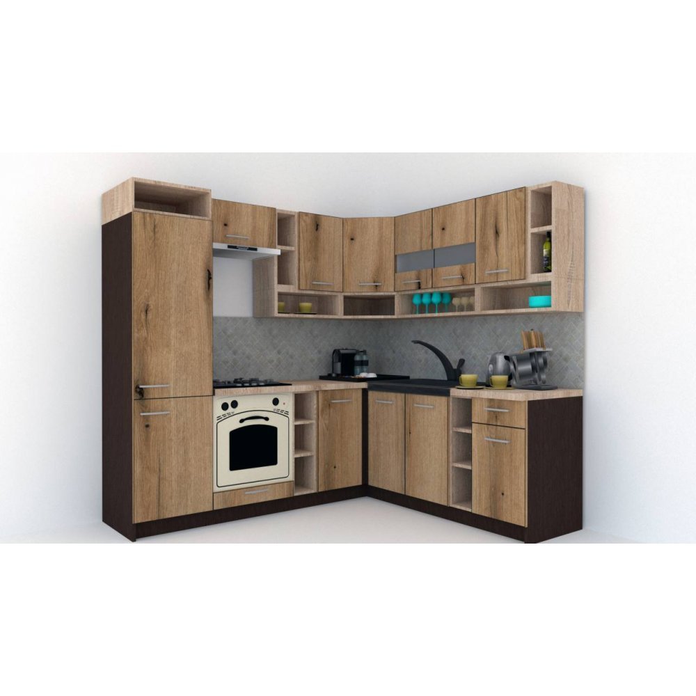 Bucatarie de Colt COSSY NEW DR. 200-230, Wenge / Decor K365