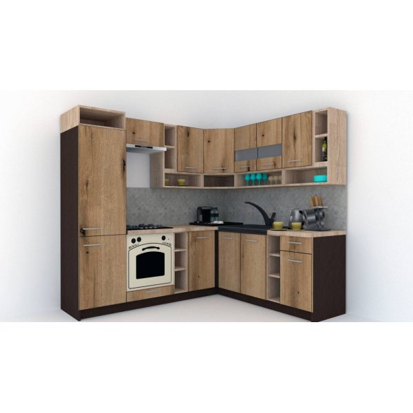 Bucatarie de Colt COSSY NEW DR. 200-230, Wenge / Decor K365