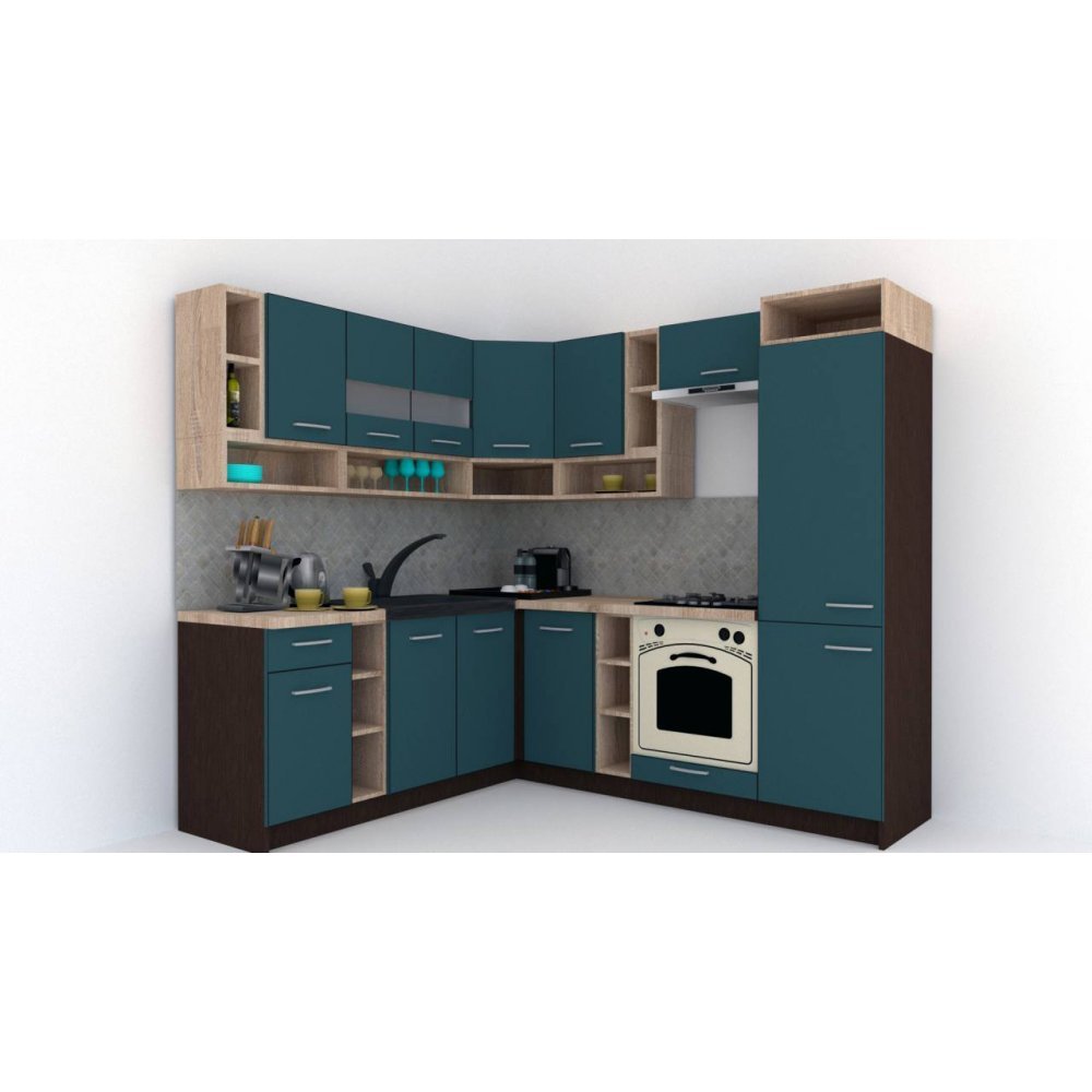 Bucatarie de Colt COSSY NEW ST. 200-230, Wenge / Decor 0244