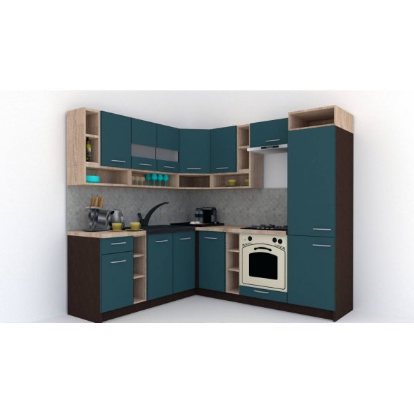 Bucatarie de Colt COSSY NEW ST. 200-230, Wenge / Decor 0244