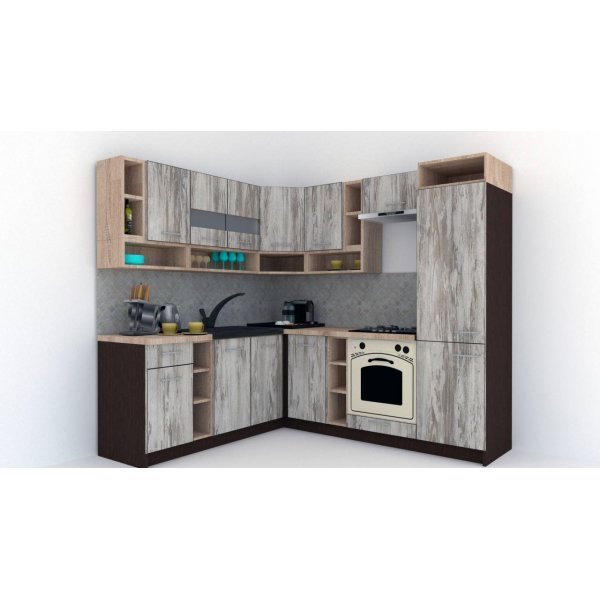 Bucatarie de Colt COSSY NEW ST. 200-230, Wenge / Decor K084
