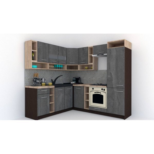 Bucatarie de Colt COSSY NEW ST. 200-230, Wenge / Decor K352