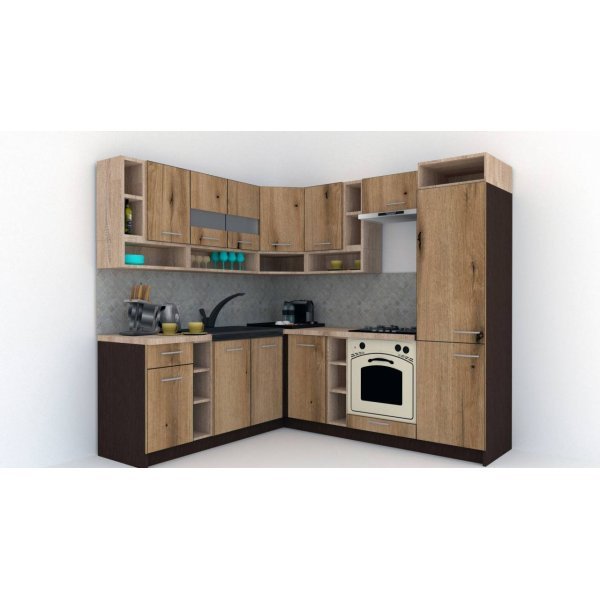 Bucatarie de Colt COSSY NEW ST. 200-230, Wenge / Decor K365