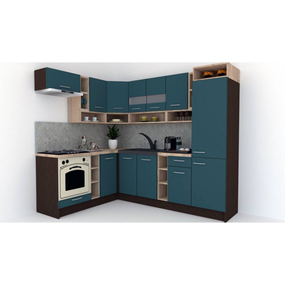 Bucatarie de Colt COSSY NEW 180-250 ST., Wenge / Decor 0244