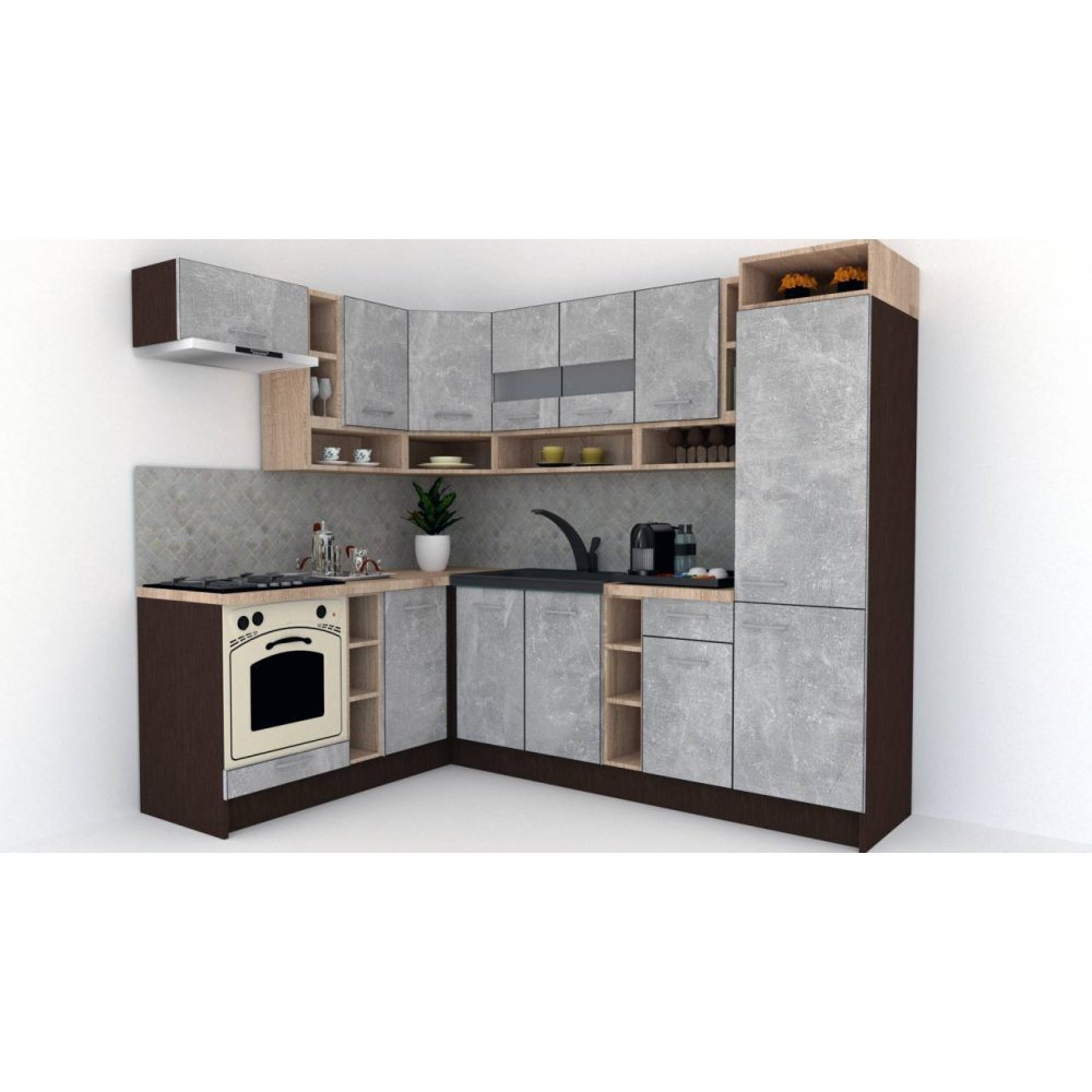 Bucatarie de Colt COSSY NEW 180-250 ST., Wenge / Decor 4298