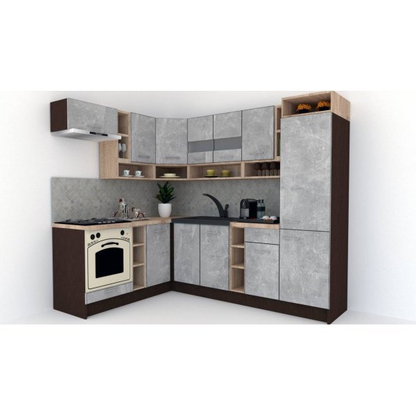 Bucatarie de Colt COSSY NEW 180-250 ST., Wenge / Decor 4298