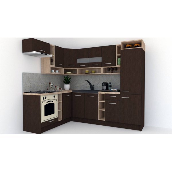 Bucatarie de Colt COSSY NEW 180-250 ST., Wenge / Decor 8548
