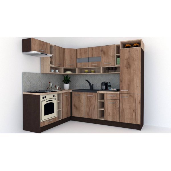 Bucatarie de Colt COSSY NEW 180-250 ST., Wenge / Decor K004
