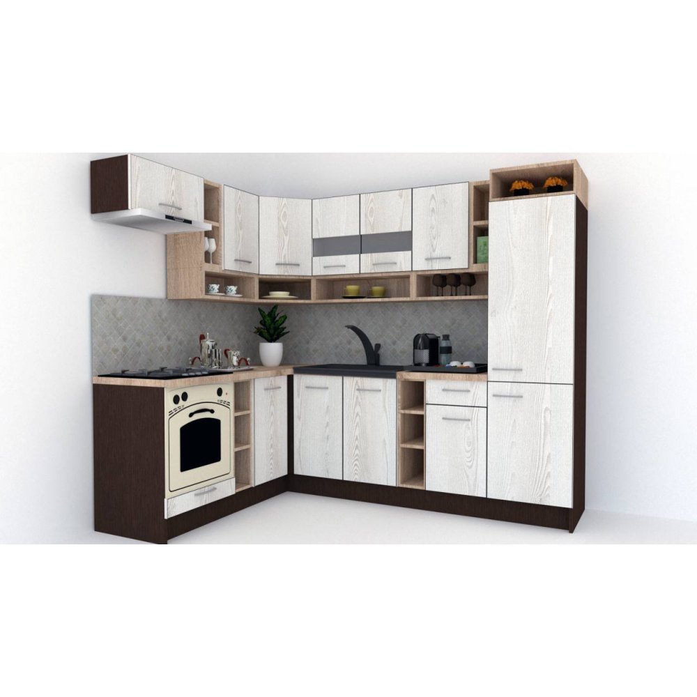 Bucatarie de Colt COSSY NEW 180-250 ST., Wenge / Decor K010