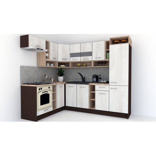 Bucatarie de Colt COSSY NEW 180-250 ST., Wenge / Decor K010