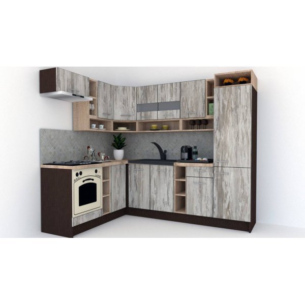 Bucatarie de Colt COSSY NEW 180-250 ST., Wenge / Decor K084