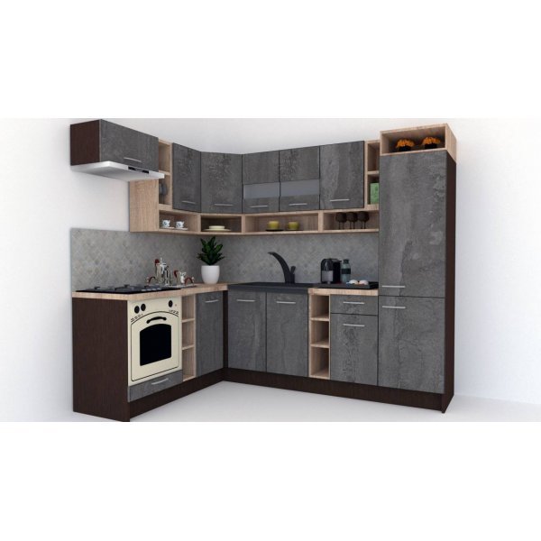 Bucatarie de Colt COSSY NEW 180-250 ST., Wenge / Decor K352