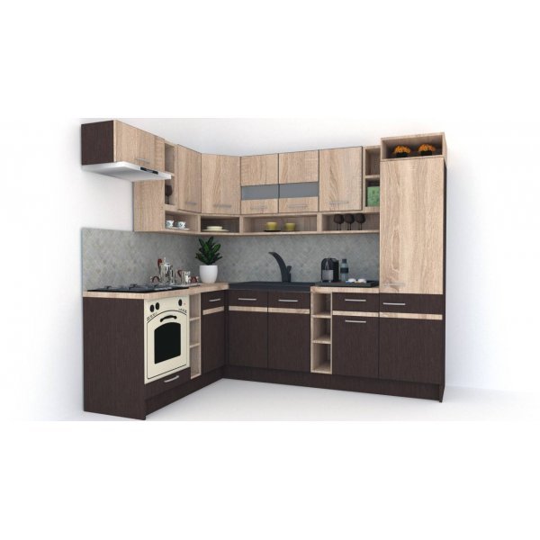 Bucatarie de Colt COSSY NEW 180-250 ST., Wenge / Stejar Sonoma