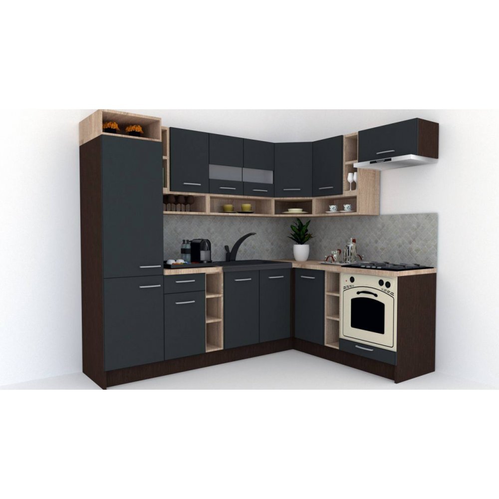 Bucatarie de Colt COSSY NEW 180-250 DR., Wenge / Decor 0164