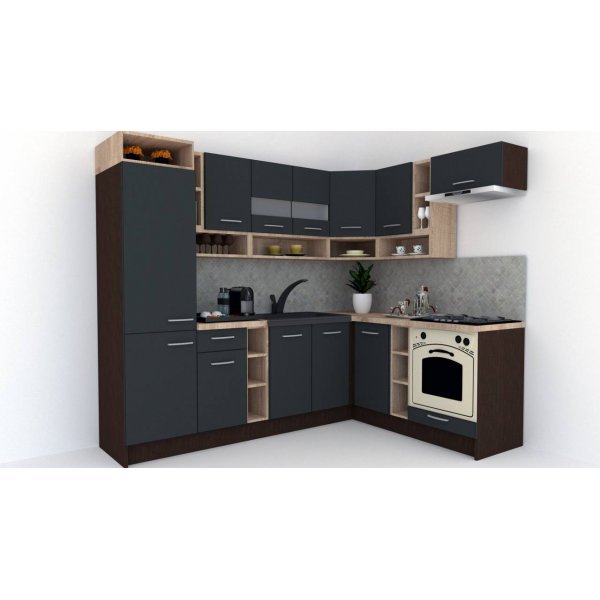 Bucatarie de Colt COSSY NEW 180-250 DR., Wenge / Decor 0164