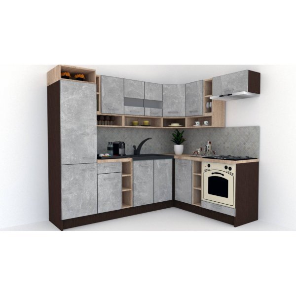 Bucatarie de Colt COSSY NEW 180-250 DR., Wenge / Decor 4298