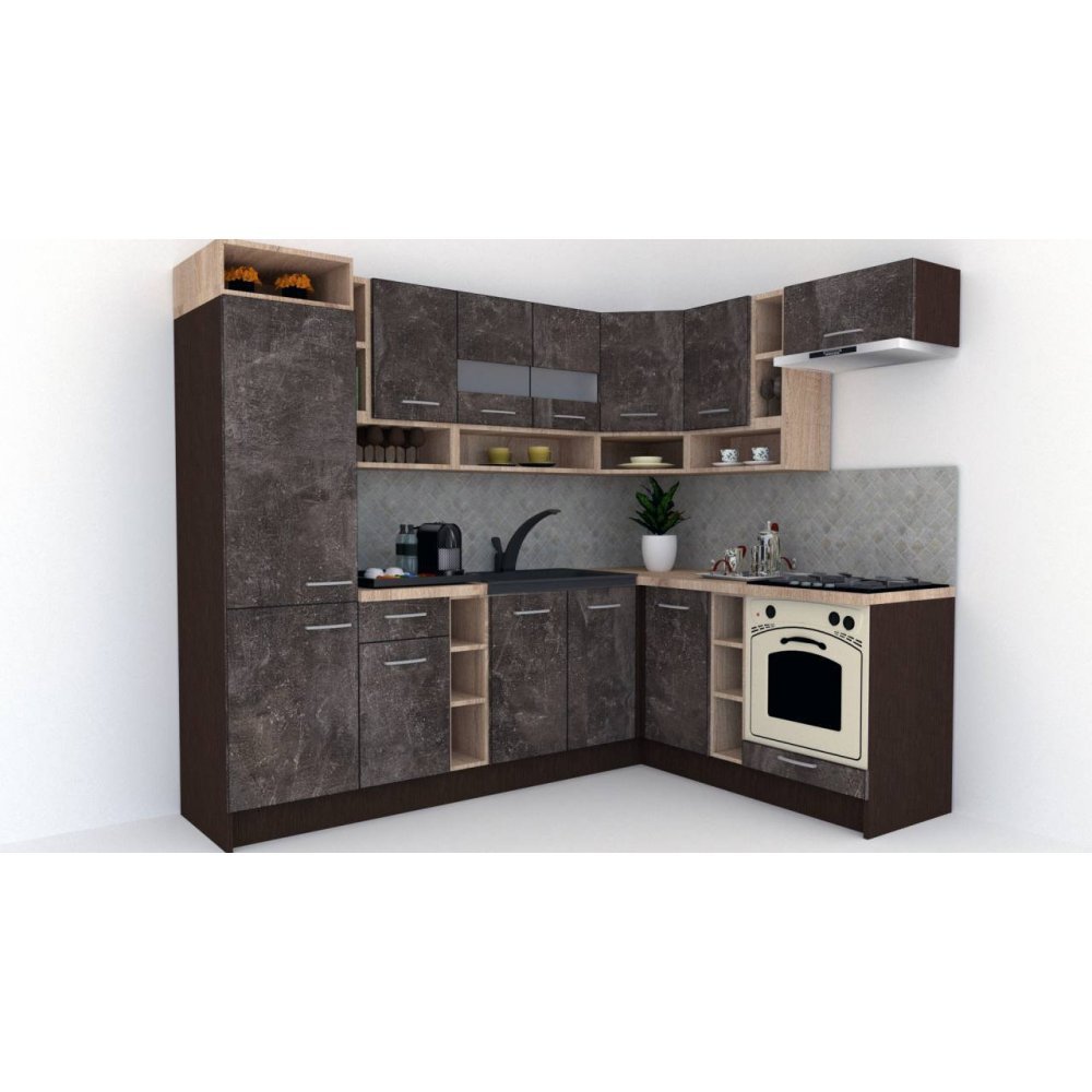 Bucatarie de Colt COSSY NEW 180-250 DR., Wenge / Decor 4299