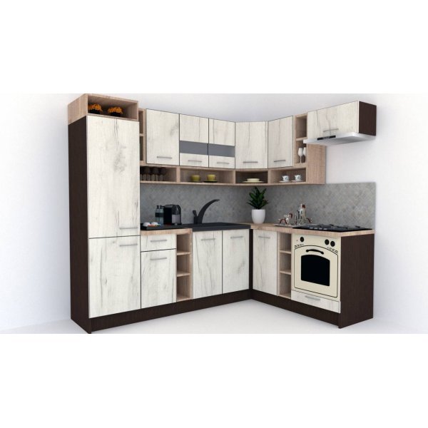 Bucatarie de Colt COSSY NEW 180-250 DR., Wenge / Decor K001