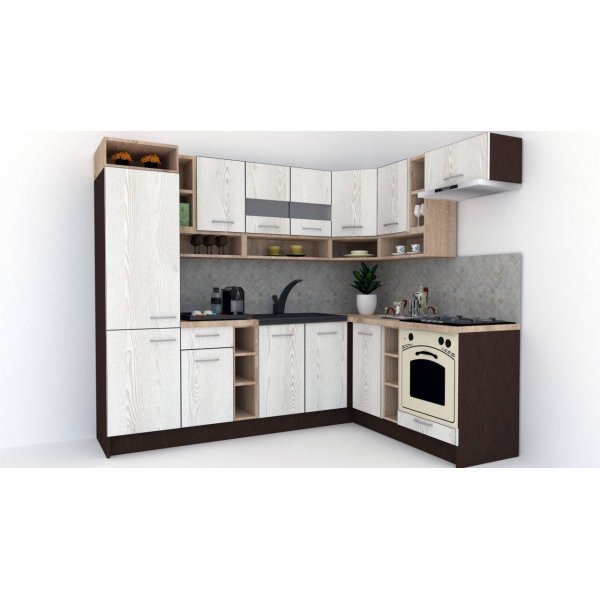 Bucatarie de Colt COSSY NEW 180-250 DR., Wenge / Decor K010