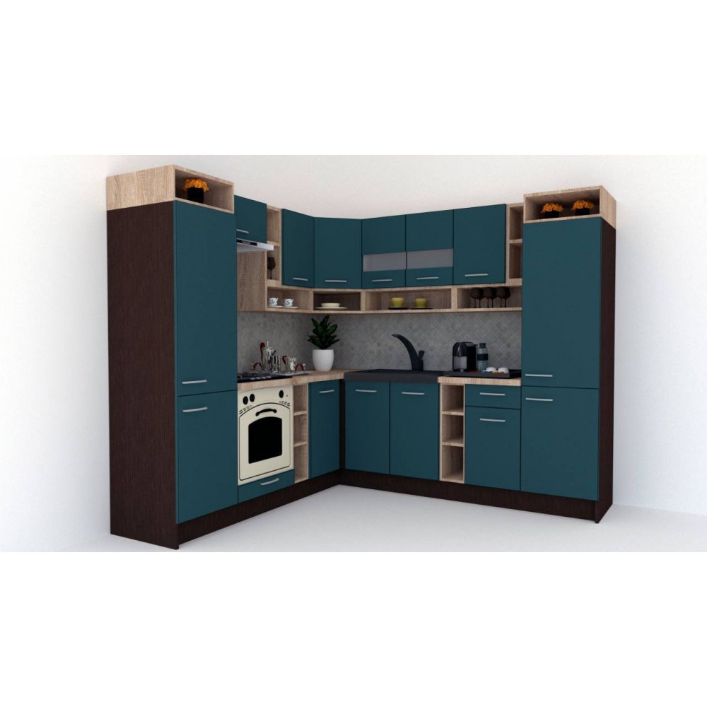 Bucatarie de Colt COSSY NEW ST. 230-250, Wenge / Decor 0244