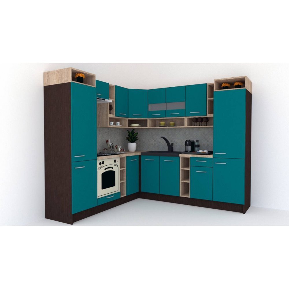 Bucatarie de Colt COSSY NEW ST. 230-250, Wenge / Decor 0245