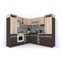 Bucatarie de Colt COSSY NEW ST. 230-250, Wenge / Stejar Sonoma