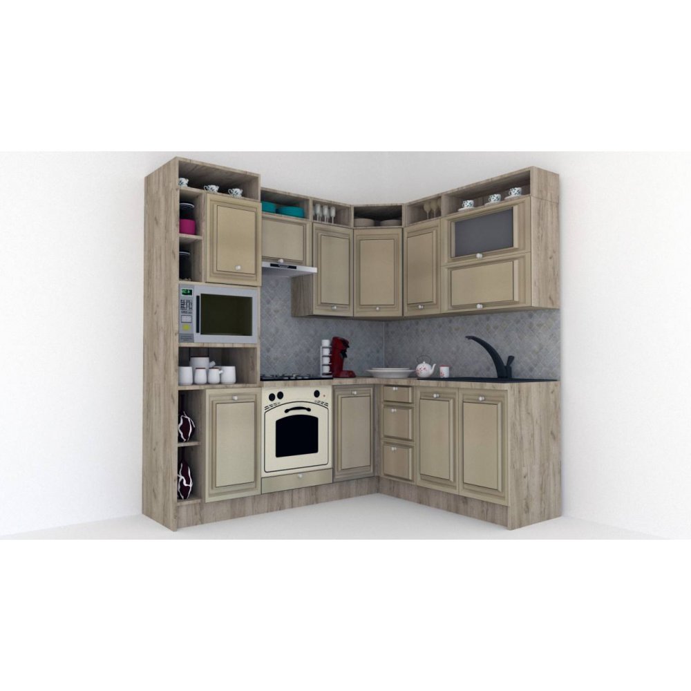 Bucatarie de Colt LEEA ART CORNER FRONT MDF CANYON 180-220 A ST. K002 / decor 243