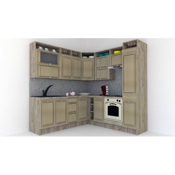 Bucatarie de Colt LEEA ART CORNER FRONT MDF CANYON 220-220 A DR. K002 / decor 243