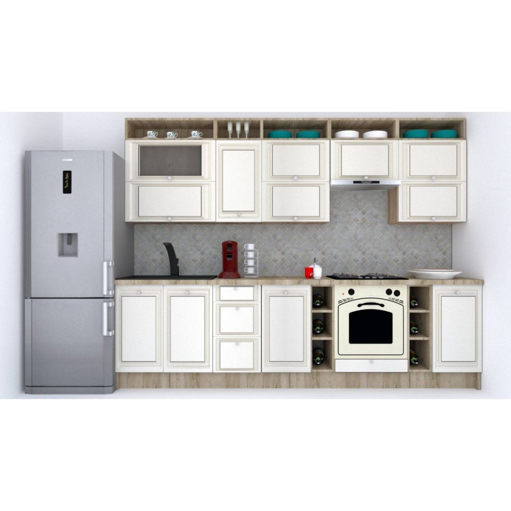 Bucatarie LEEA ART FRONT MDF STILE 300B K002 / decor 242