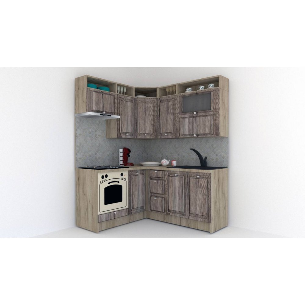 Bucatarie de Colt LEEA ART CORNER FRONT MDF OLDER 160-180 ST. K002 / decor 213