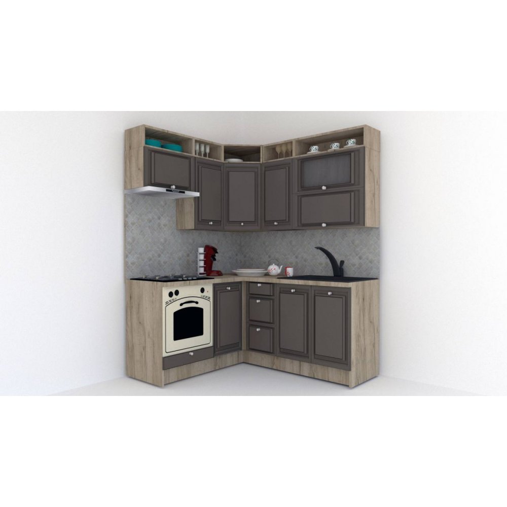 Bucatarie de Colt LEEA ART CORNER FRONT MDF OLDER 160-180 ST. K002 / decor 218