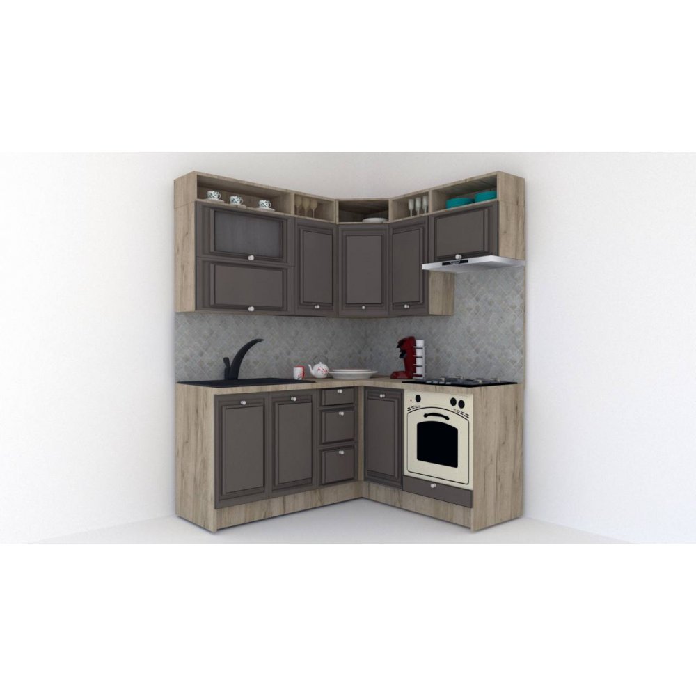 Bucatarie de Colt LEEA ART CORNER FRONT MDF PORTAL 160-180 DR. K002 / decor 218