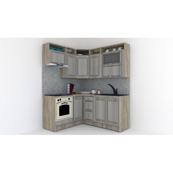 Bucatarie de Colt LEEA ART CORNER FRONT MDF PORTAL 160-180 ST. K002 / decor 227