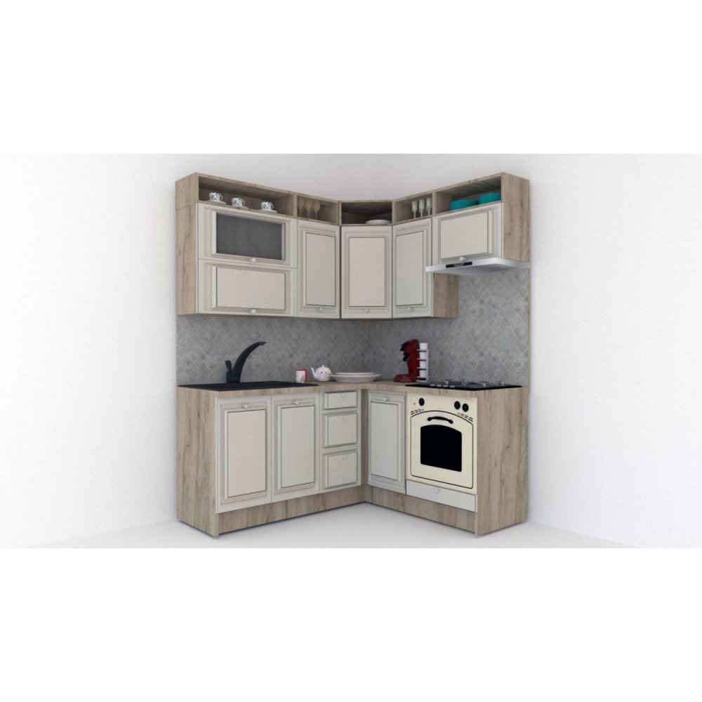 Bucatarie de Colt LEEA ART CORNER FRONT MDF ROSA 160-180 DR. K002 / decor 102