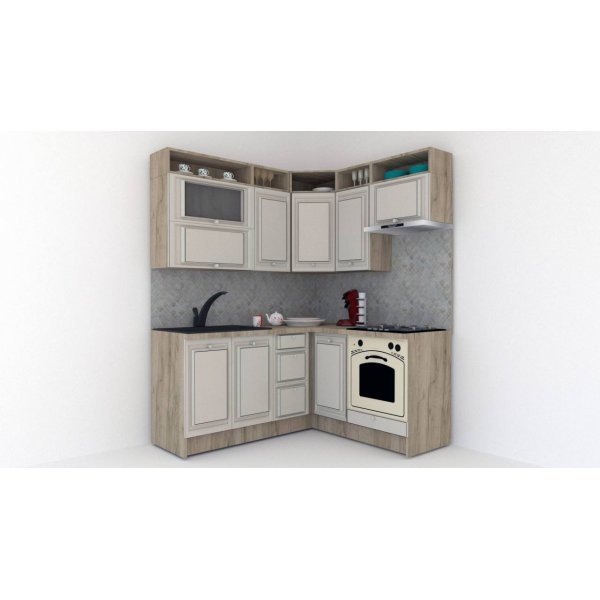 Bucatarie de Colt LEEA ART CORNER FRONT MDF ROSA 160-180 DR. K002 / decor 102