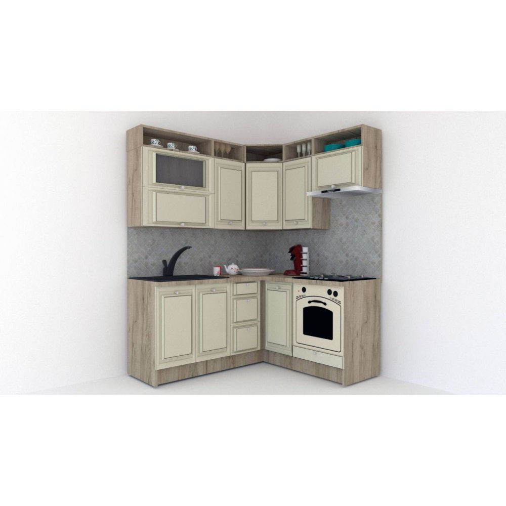Bucatarie de Colt LEEA ART CORNER FRONT MDF ROSA 160-180 DR. K002 / decor 191
