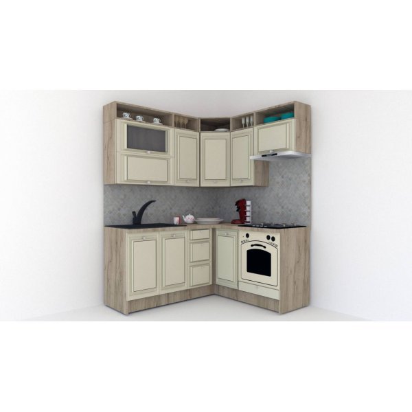 Bucatarie de Colt LEEA ART CORNER FRONT MDF ROSA 160-180 DR. K002 / decor 191