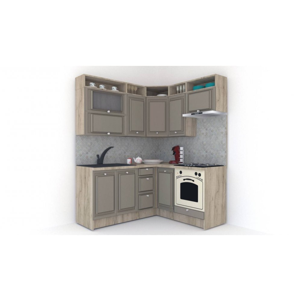 Bucatarie de Colt LEEA ART CORNER FRONT MDF ROSA 160-180 DR. K002 / decor 200