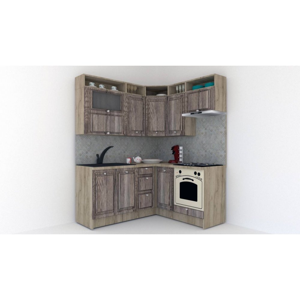 Bucatarie de Colt LEEA ART CORNER FRONT MDF ROSA 160-180 DR. K002 / decor 213