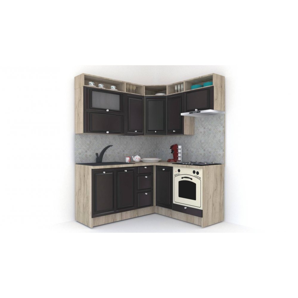 Bucatarie de Colt LEEA ART CORNER FRONT MDF ROSA 160-180 DR. K002 / decor 225