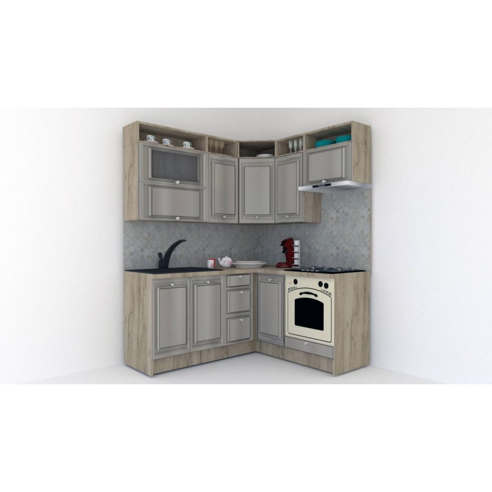 Bucatarie de Colt LEEA ART CORNER FRONT MDF ROSA 160-180 DR. K002 / decor 227