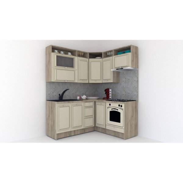 Bucatarie de Colt LEEA ART CORNER FRONT MDF ROSA 160-180 DR. K002 / decor 232